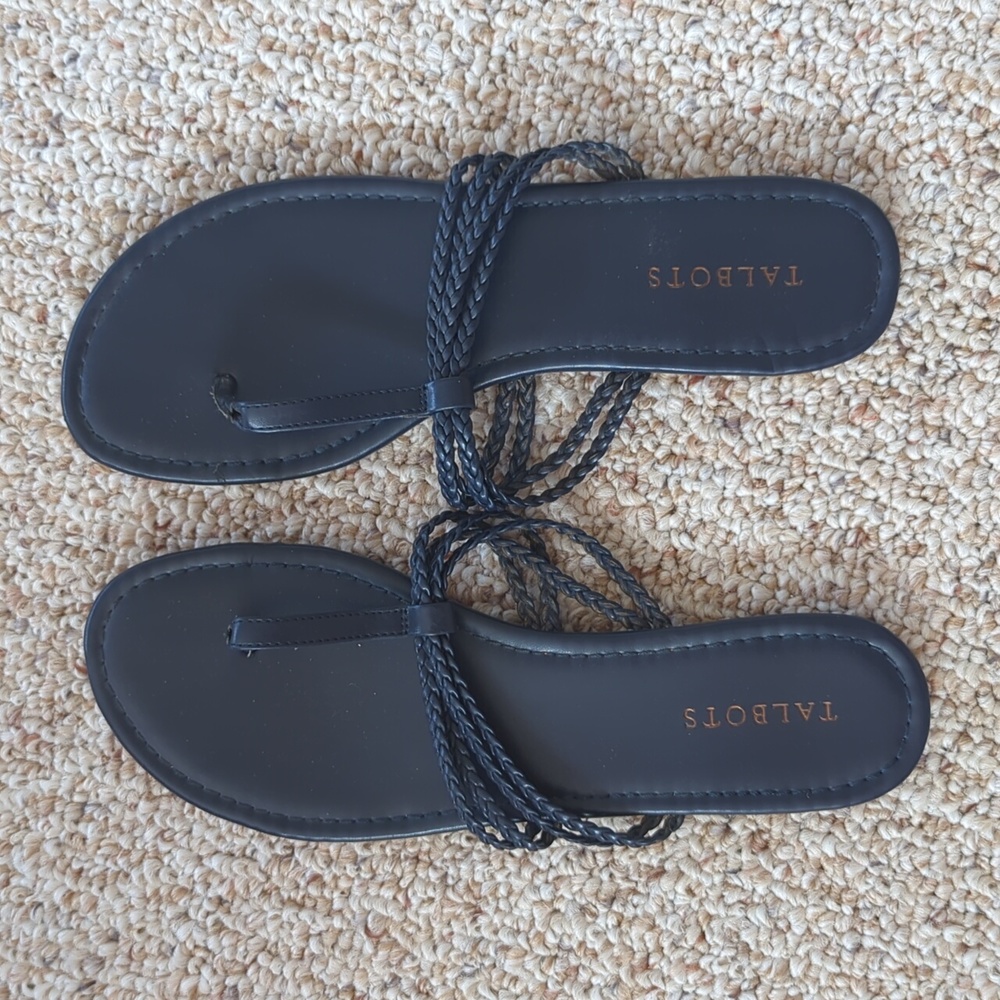 Talbots navy blue thong sandals, size 10. (worn only a couple times)